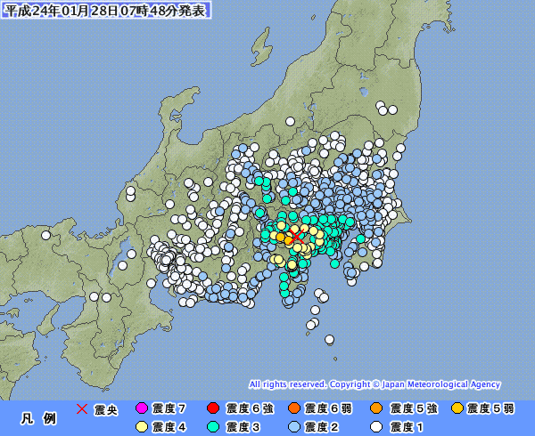 【地震】山梨県東部・富士五湖で震度5弱